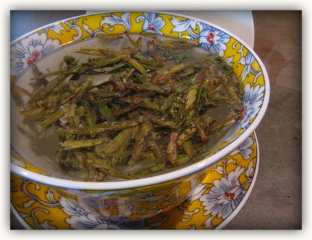 Snow Dragon leaves steeping